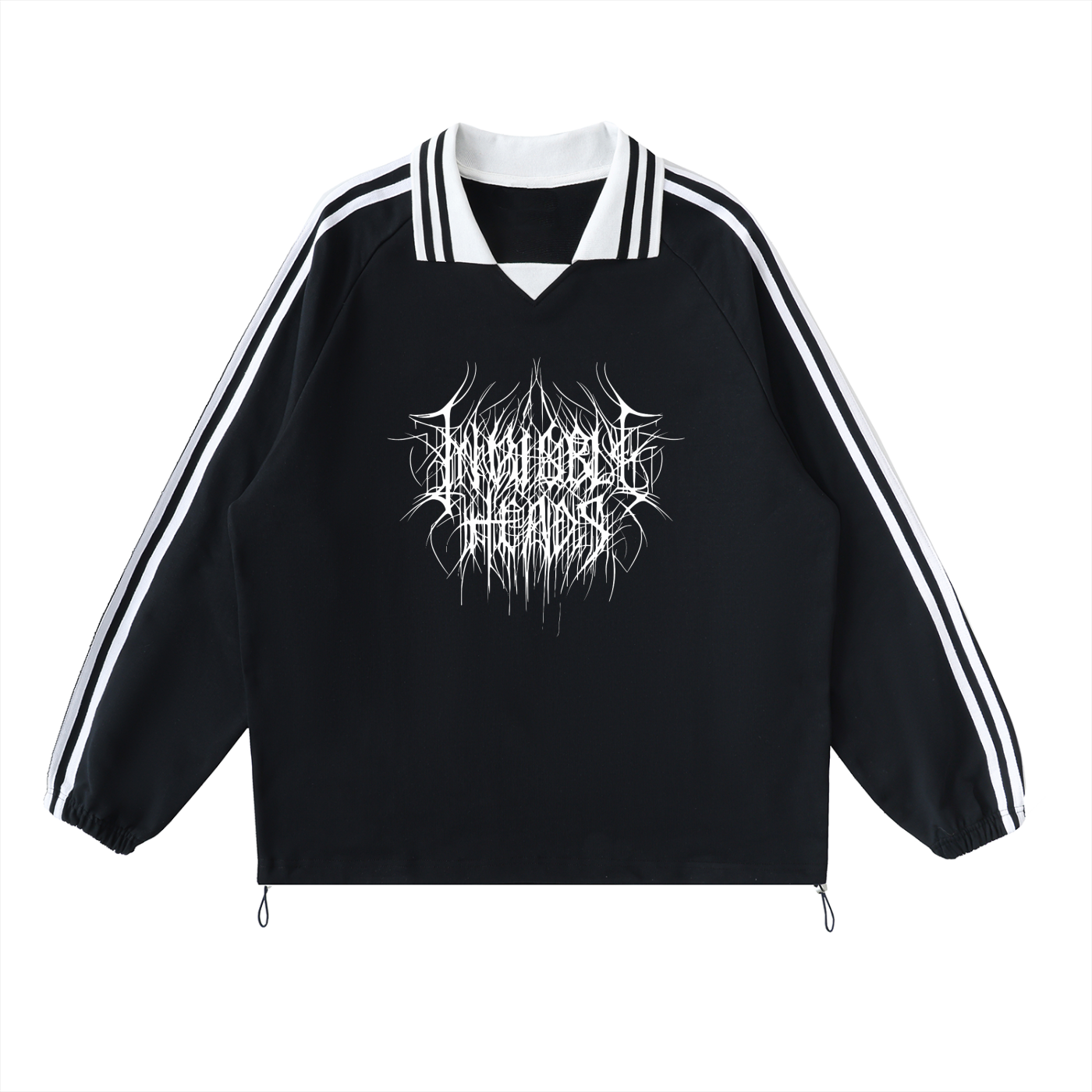 Contrast Striped Lapel Collar Sweatshirt